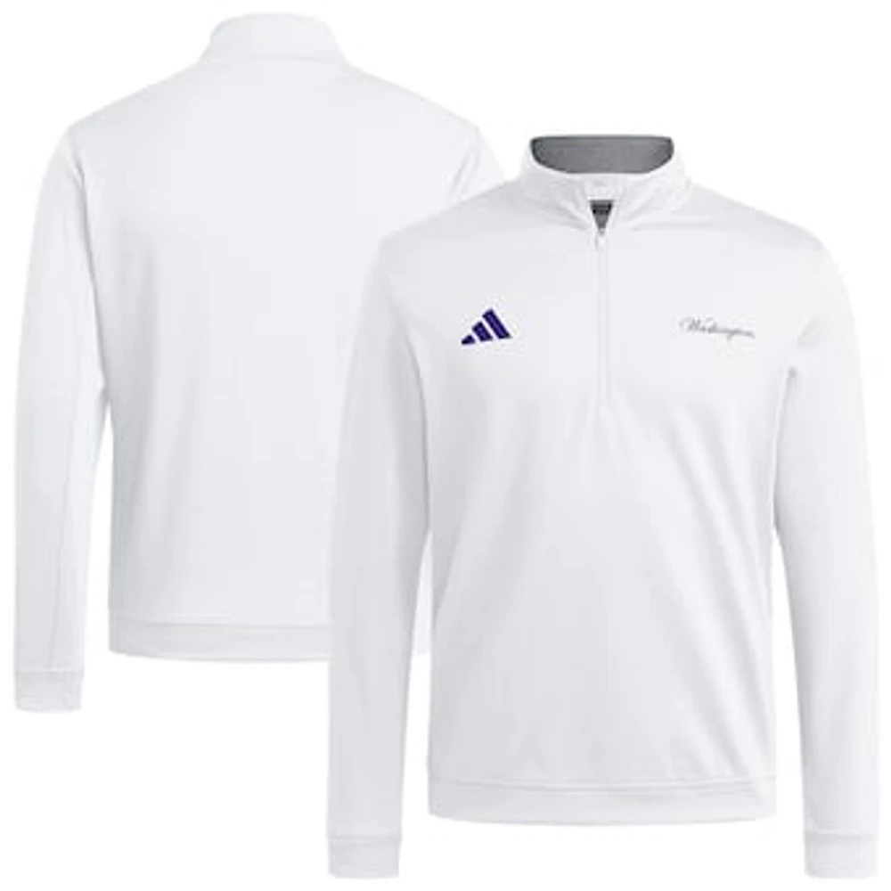 Men's adidas White Washington Huskies Elevated Quarter-Zip Jacket