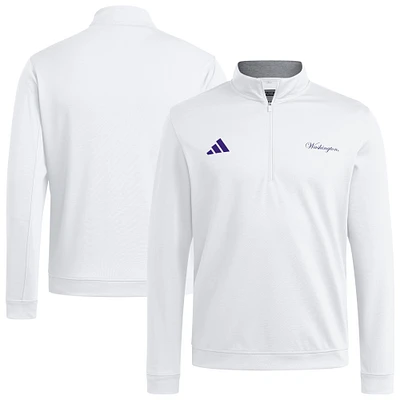 Men's adidas White Washington Huskies Elevated Quarter-Zip Jacket