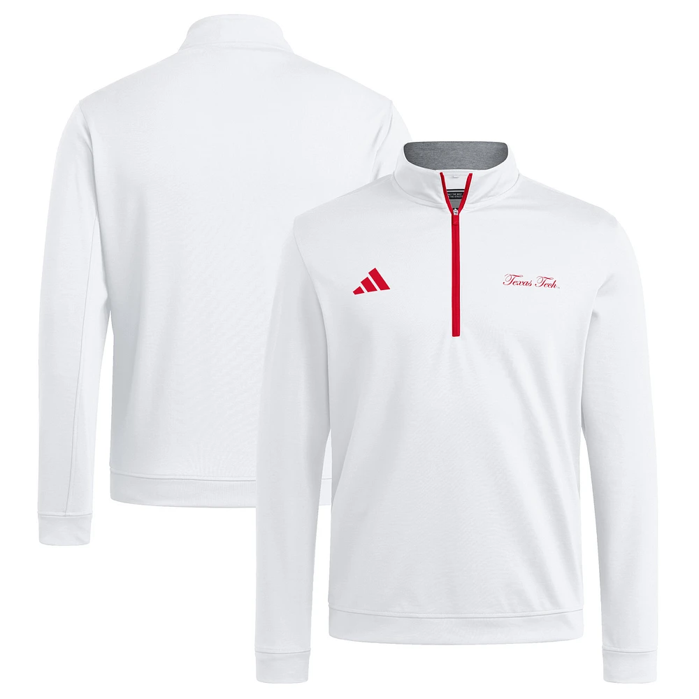 Men's adidas White Texas Tech Red Raiders Elevated Quarter-Zip Jacket