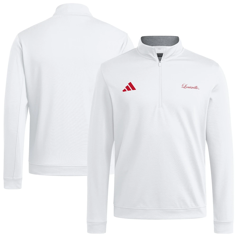 Men's adidas White Louisville Cardinals Elevated Quarter-Zip Jacket