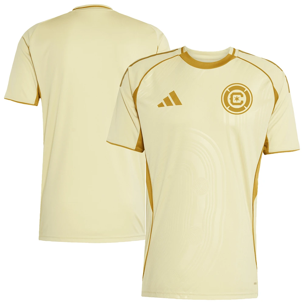 Men's adidas Tan Chicago Fire 2025 One Planet Pre-Match Top