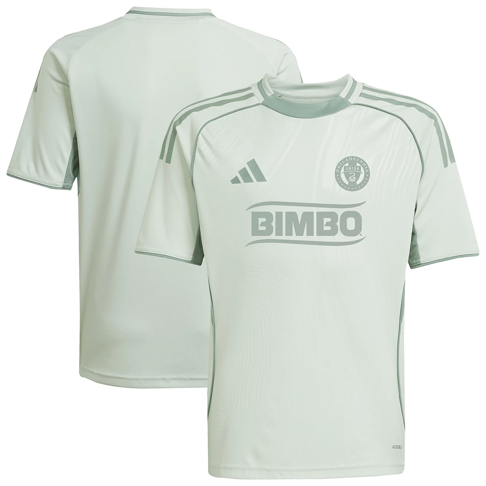 Youth adidas Light Green Philadelphia Union 2025 One Planet Pre-Match Top