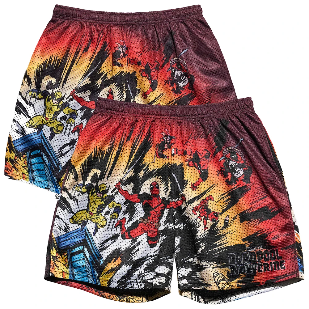 Men's Chalk Line Red Deadpool & Wolverine Explosion Retro Shorts