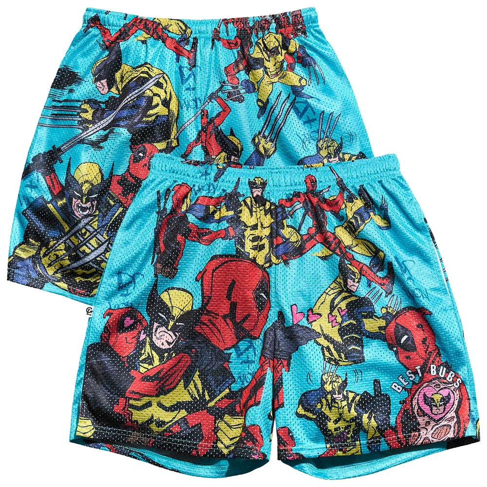 Men's Chalk Line Light Blue Deadpool & Wolverine Best Bubs Retro Shorts