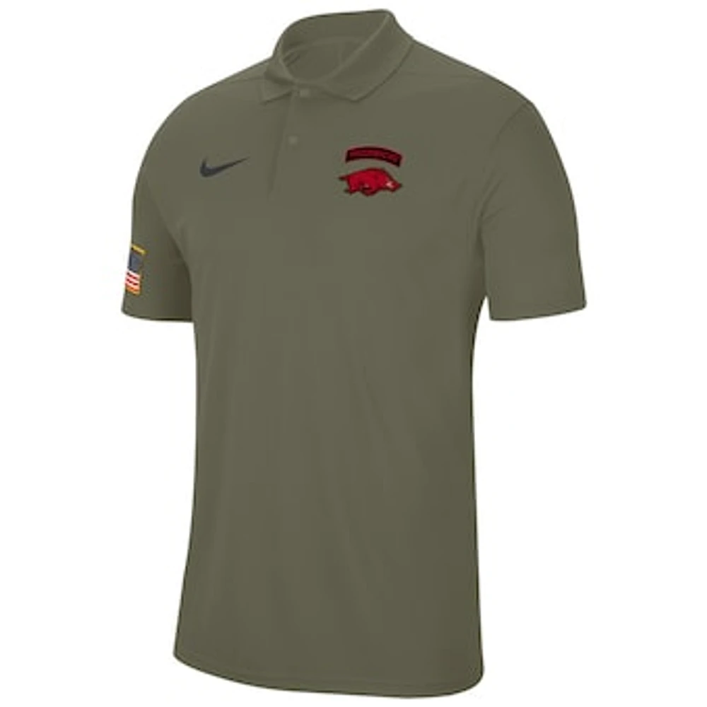 Men's Nike Olive Arkansas Razorbacks Military Appreciation Tour Performance Polo