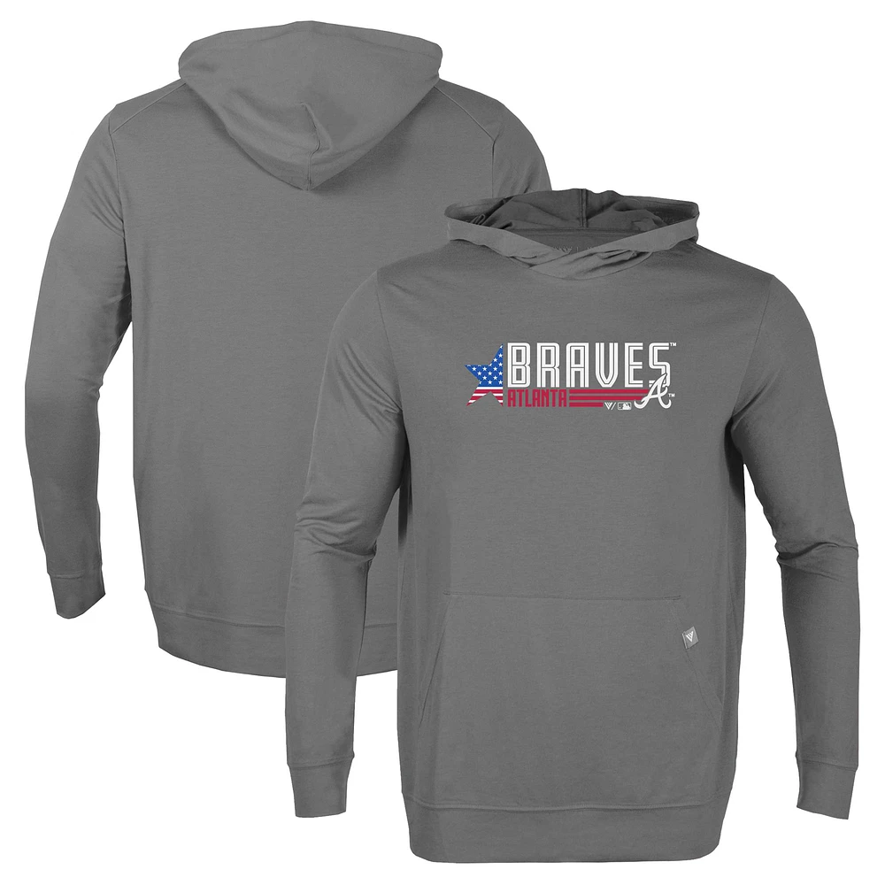 Men's Levelwear Gray Atlanta Braves Relay Aviation Pullover Hoodie