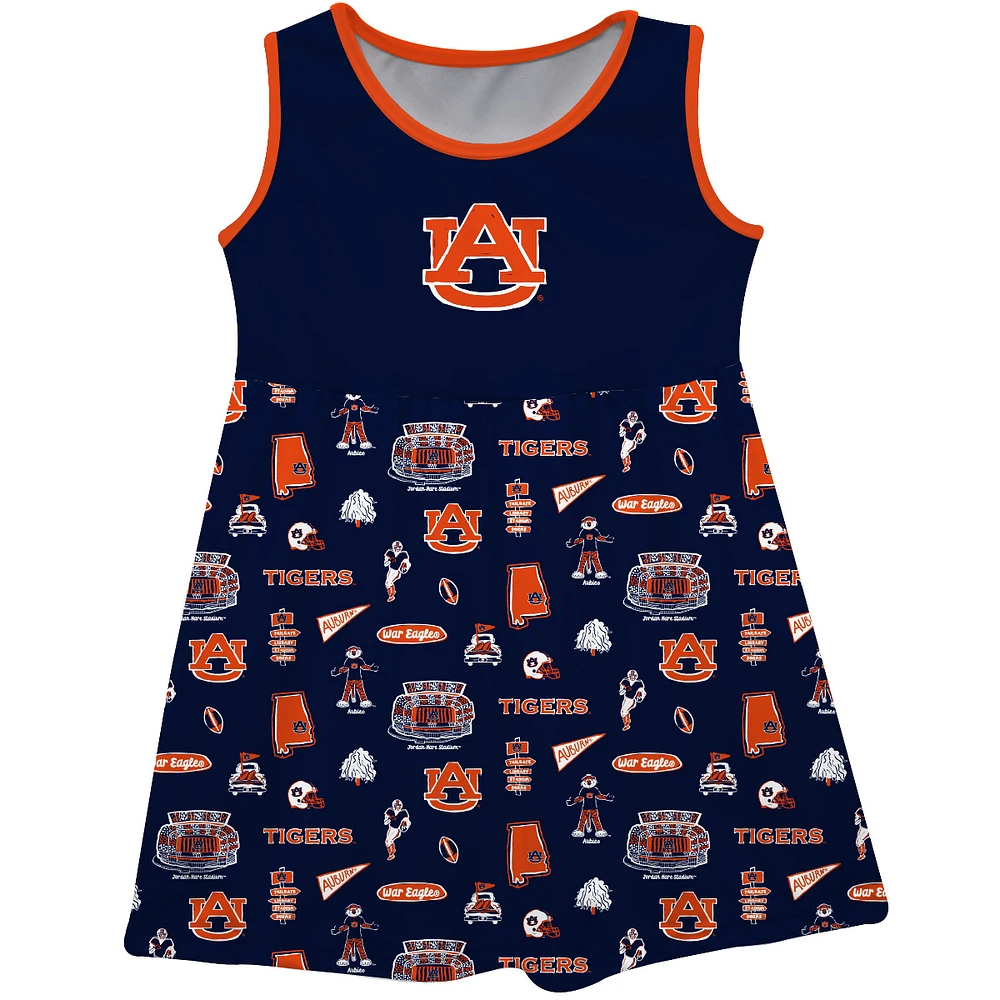 Girls Infant Vive La Fete Navy Auburn Tigers Impressions Artwork Tank Top Dress