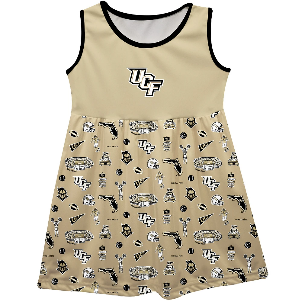 Girls Infant Vive La Fete Gold UCF Knights Impressions Artwork Tank Top Dress