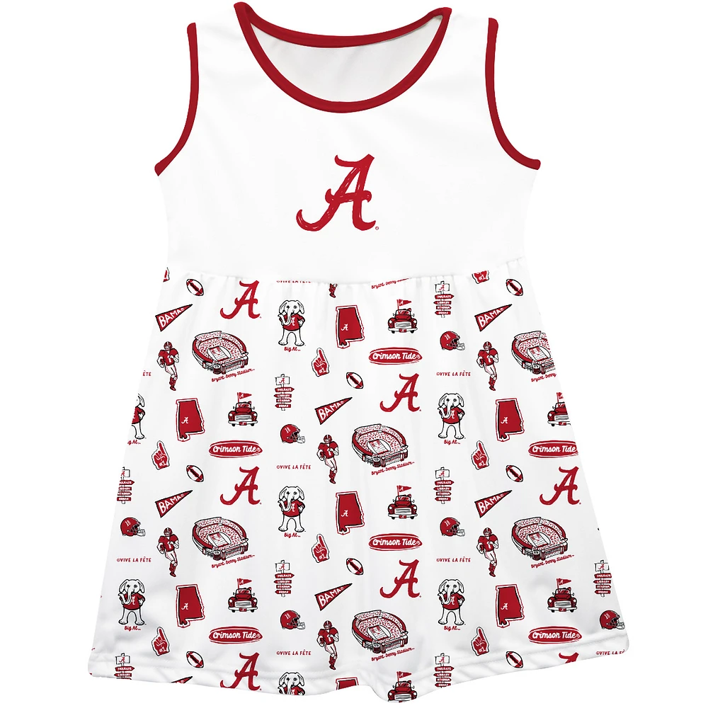 Girls Toddler Vive La Fete Alabama Crimson Tide Impressions Artwork Tank Top Dress