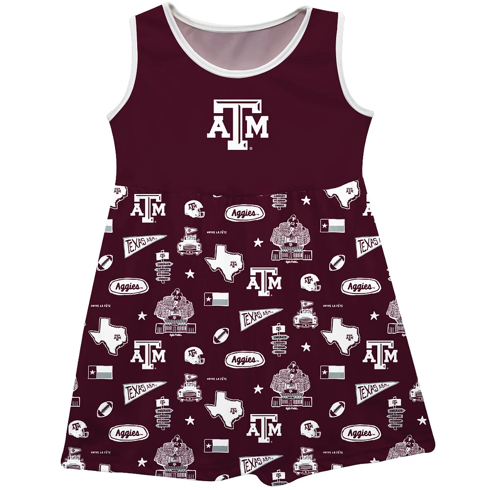 Girls Youth Vive La Fete Maroon Texas A&M Aggies Impressions Artwork Tank Top Dress