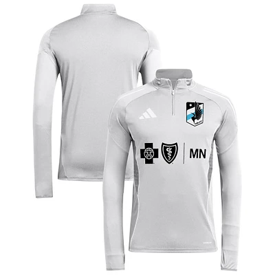 Men's adidas Silver Minnesota United FC 2025 AEROREADY Quarter-Zip Long Sleeve Training Top