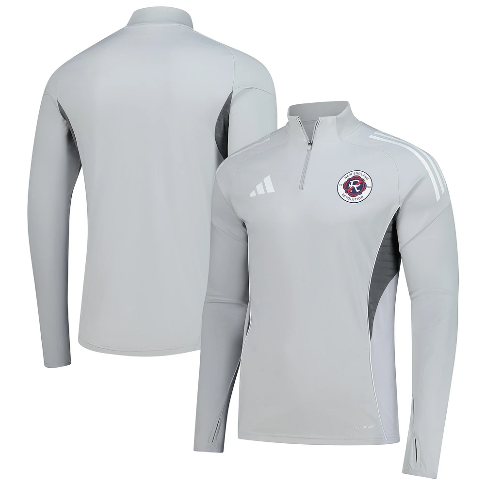 Men's adidas Silver New England Revolution 2025 AEROREADY Quarter-Zip Long Sleeve Training Top