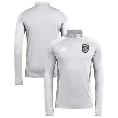 Men's adidas Silver San Diego FC 2025 AEROREADY Quarter-Zip Long Sleeve Training Top
