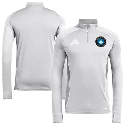 Men's adidas Silver Charlotte FC 2025 AEROREADY Quarter-Zip Long Sleeve Training Top