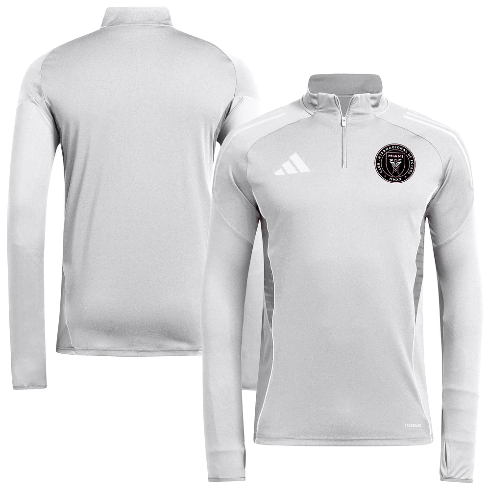 Men's adidas Silver Inter Miami CF 2025 AEROREADY Quarter-Zip Long Sleeve Training Top