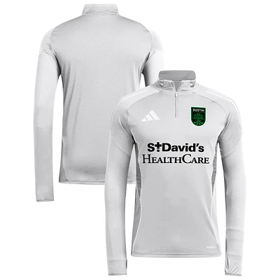 Men's adidas Silver Austin FC 2025 AEROREADY Quarter-Zip Long Sleeve Training Top
