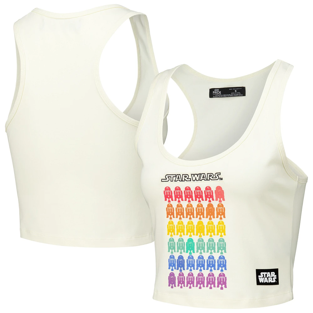 Women's Freeze Max R2-D2 Cream Star Wars Rainbow Tri-Blend Tank Top