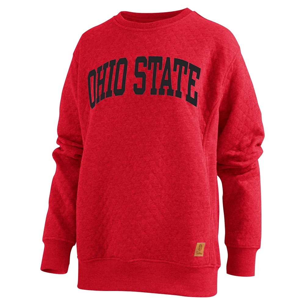 Women's Pressbox Scarlet Ohio State Buckeyes Moose Quilted Pullover Sweatshirt