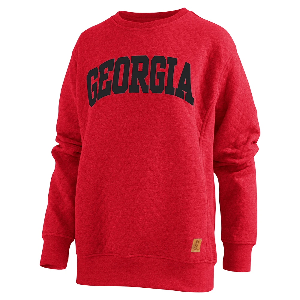 Women's Pressbox Red Georgia Bulldogs Moose Quilted Pullover Sweatshirt