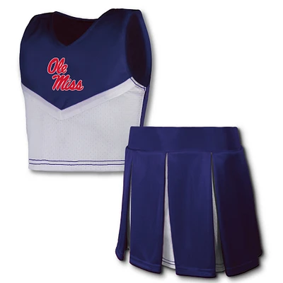Girls Youth Garb Navy Ole Miss Rebels Cheerleader Top & Skirt Set