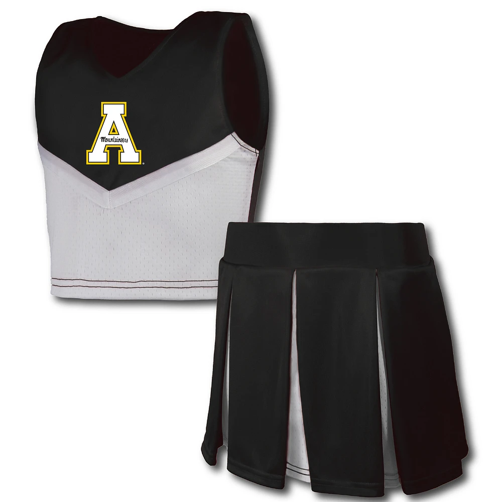 Girls Youth Garb Black Appalachian State Mountaineers Cheerleader Top & Skirt Set