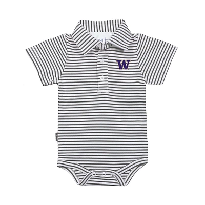 Infant Garb Charcoal/White Washington Huskies Carson Polo Bodysuit