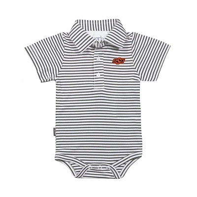 Infant Garb Charcoal/White Oklahoma State Cowboys Carson Polo Bodysuit
