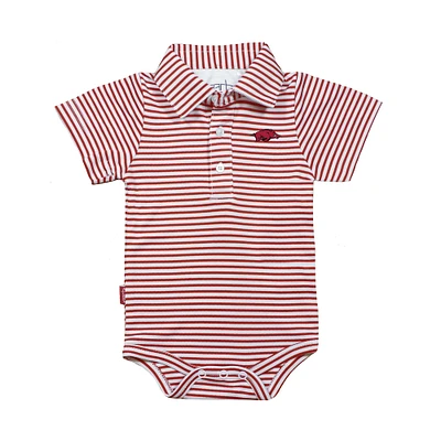 Infant Garb Cardinal/White Arkansas Razorbacks Carson Polo Bodysuit