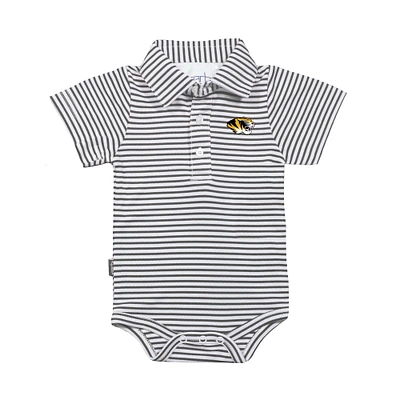 Infant Garb Charcoal/White Missouri Tigers Carson Polo Bodysuit