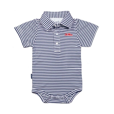 Infant Garb Navy/White Ole Miss Rebels Carson Polo Bodysuit