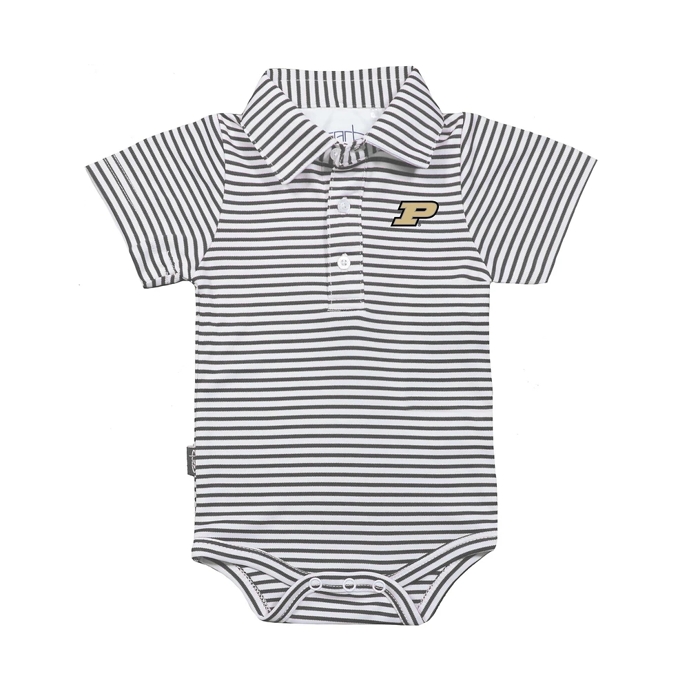 Infant Garb Charcoal/White Purdue Boilermakers Carson Polo Bodysuit