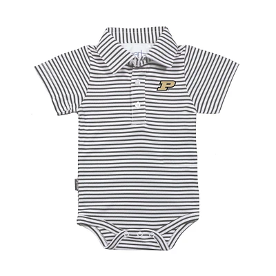 Infant Garb Charcoal/White Purdue Boilermakers Carson Polo Bodysuit