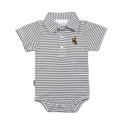 Infant Garb Charcoal/White Wyoming Cowboys Carson Polo Bodysuit