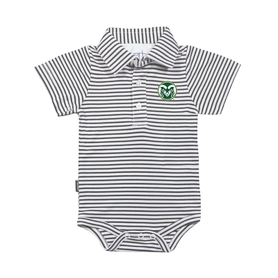 Infant Garb Charcoal/White Colorado State Rams Carson Polo Bodysuit