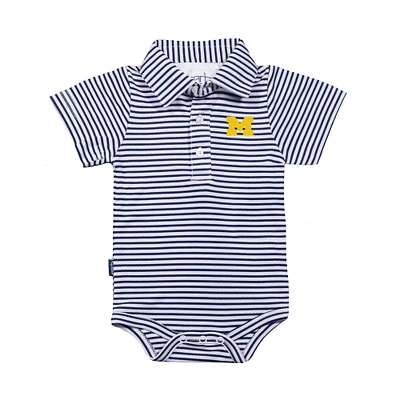 Infant Garb Navy/White Michigan Wolverines Carson Polo Bodysuit
