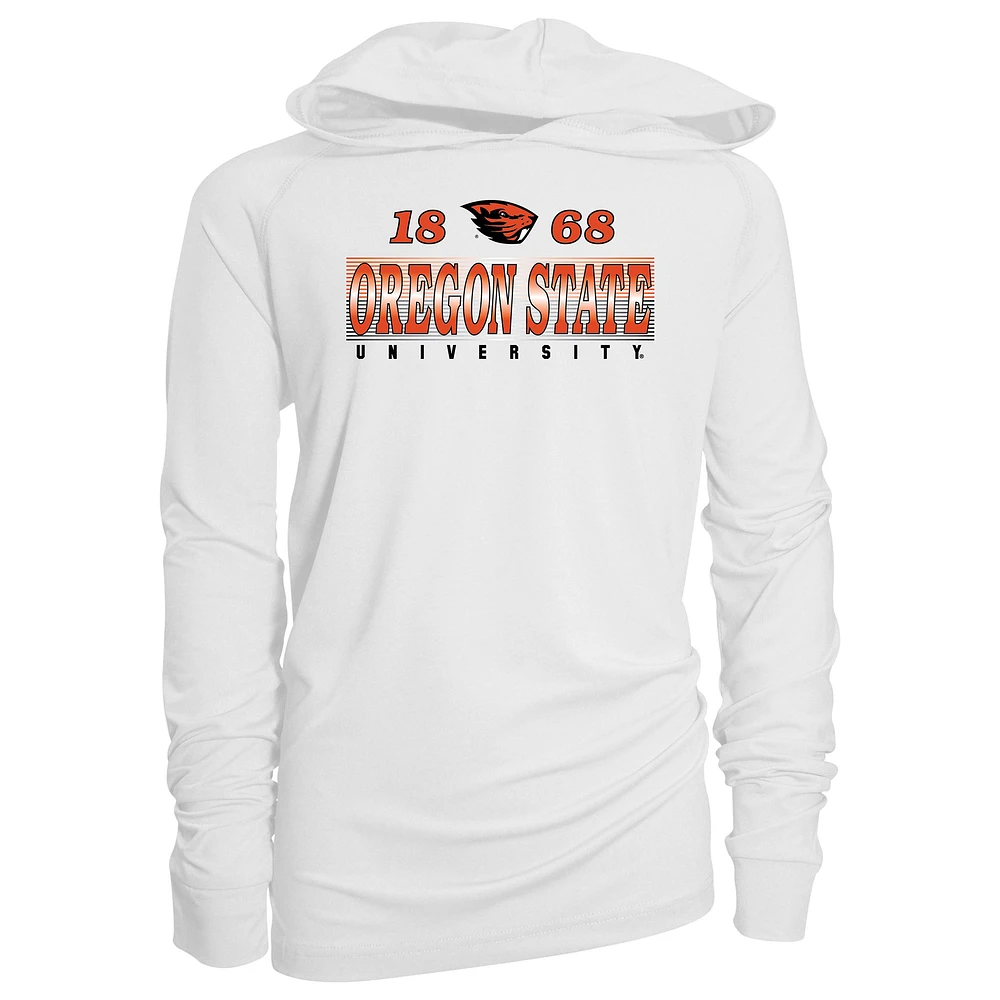 Youth Garb White Oregon State Beavers Marley Long Sleeve Raglan Hoodie Sunshirt