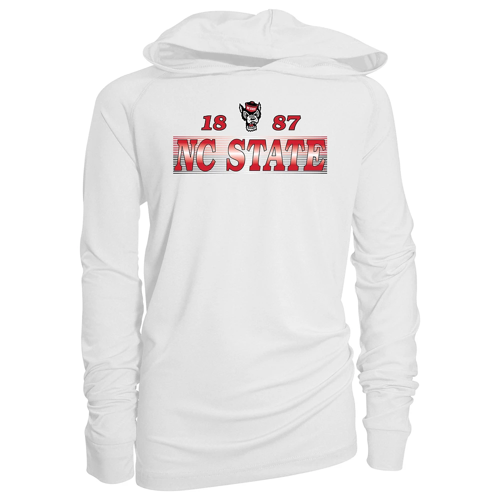 Youth Garb White NC State Wolfpack Marley Long Sleeve Raglan Hoodie Sunshirt