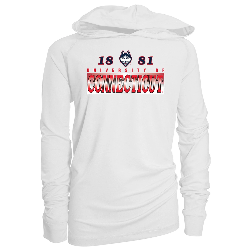 Youth Garb White UConn Huskies Marley Long Sleeve Raglan Hoodie Sunshirt
