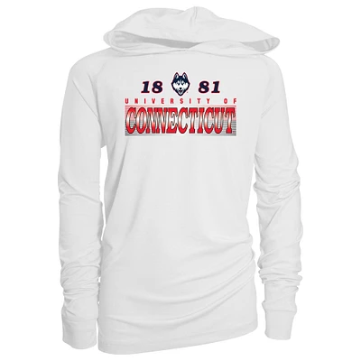 Youth Garb White UConn Huskies Marley Long Sleeve Raglan Hoodie Sunshirt