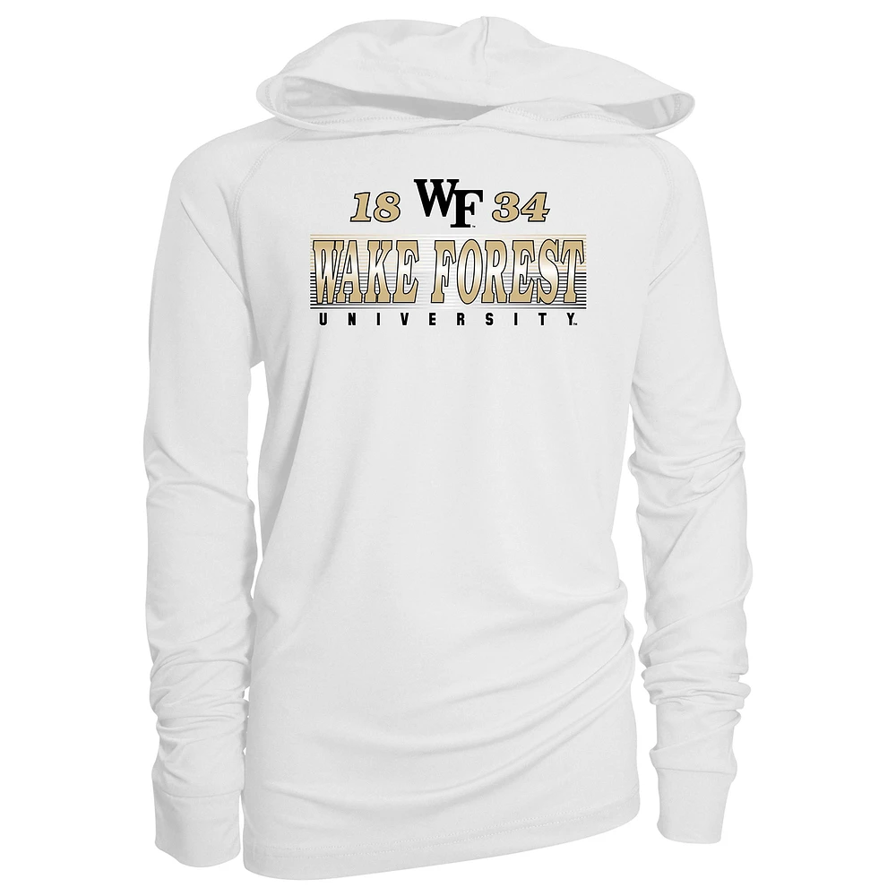 Youth Garb White Wake Forest Demon Deacons Marley Long Sleeve Raglan Hoodie Sunshirt