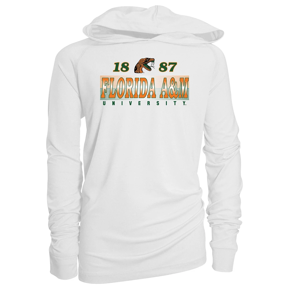 Youth Garb White Florida A&M Rattlers Marley Long Sleeve Raglan Hoodie Sunshirt