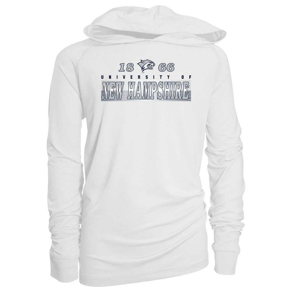 Youth Garb White New Hampshire Wildcats Marley Long Sleeve Raglan Hoodie Sunshirt