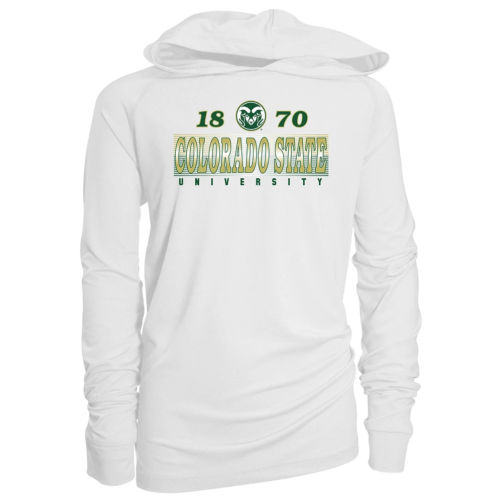 Youth Garb White Colorado State Rams Marley Long Sleeve Raglan Hoodie Sunshirt