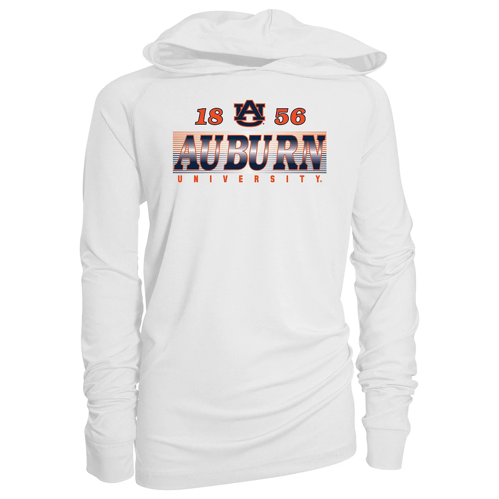 Youth Garb White Auburn Tigers Marley Long Sleeve Raglan Hoodie Sunshirt