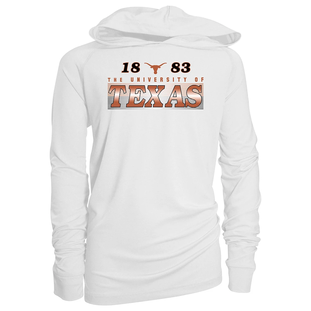 Youth Garb White Texas Longhorns Marley Long Sleeve Raglan Hoodie Sunshirt