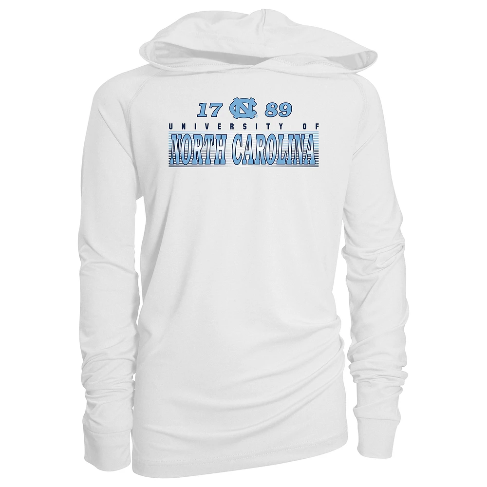 Youth Garb White North Carolina Tar Heels Marley Long Sleeve Raglan Hoodie Sunshirt