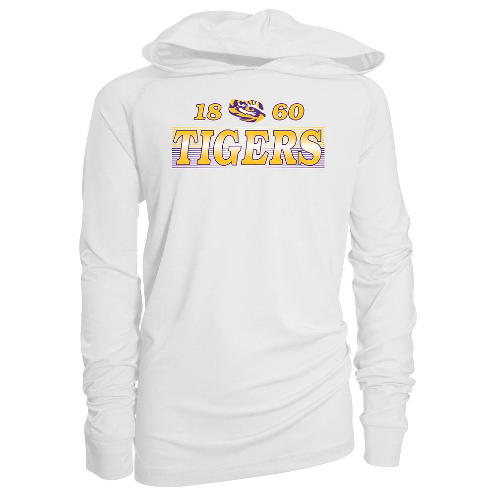 Youth Garb White LSU Tigers Marley Long Sleeve Raglan Hoodie Sunshirt