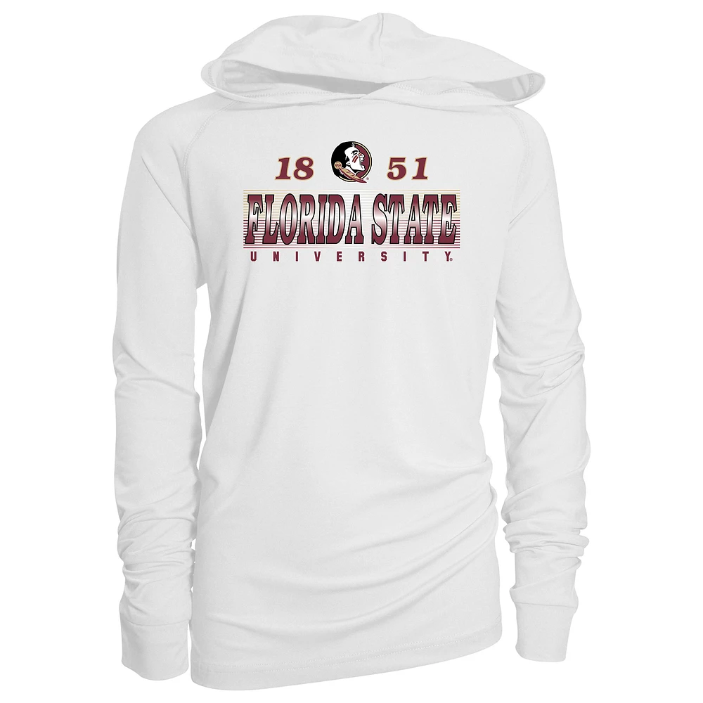 Youth Garb White Florida State Seminoles Marley Long Sleeve Raglan Hoodie Sunshirt