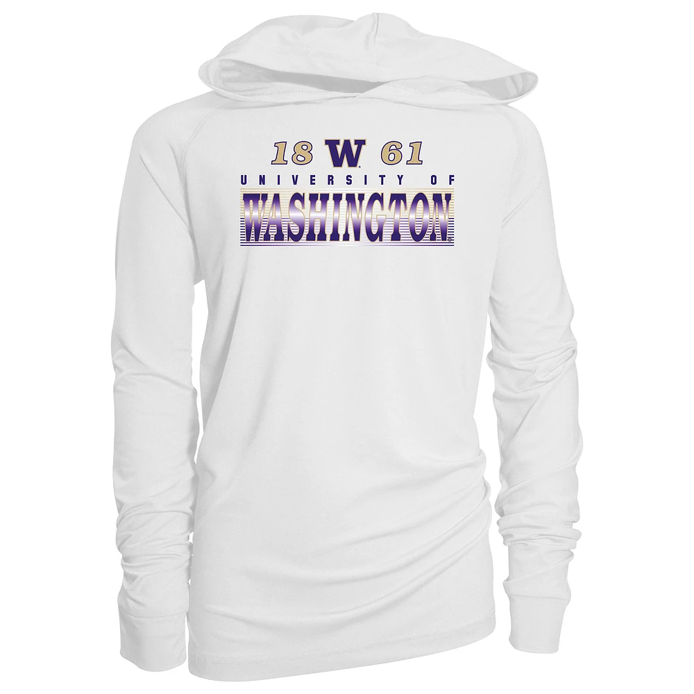Youth Garb White Washington Huskies Marley Long Sleeve Raglan Hoodie Sunshirt