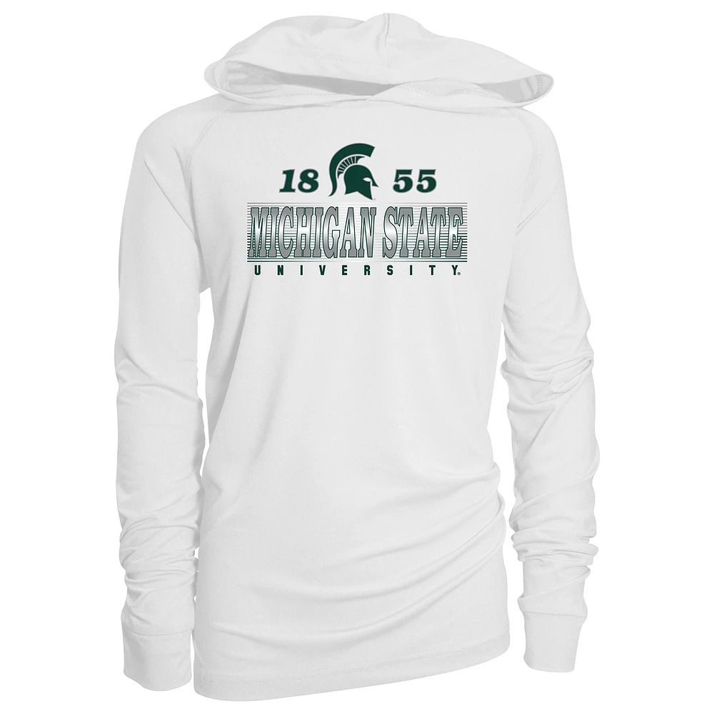 Youth Garb White Michigan State Spartans Marley Long Sleeve Raglan Hoodie Sunshirt